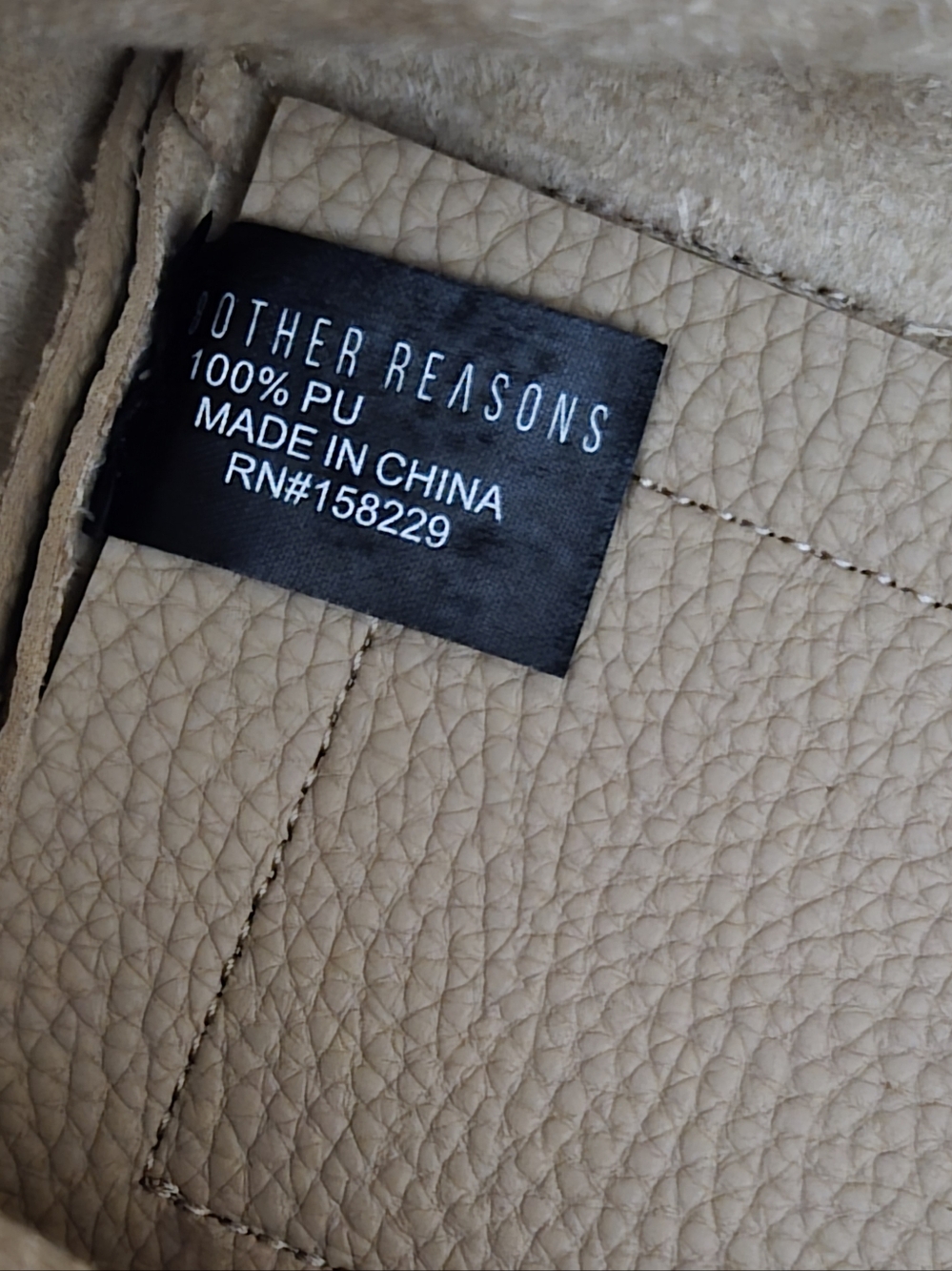 Tan Pebbled Vegan Leather Slouchy Bucket Bag - Picture 13 of 14